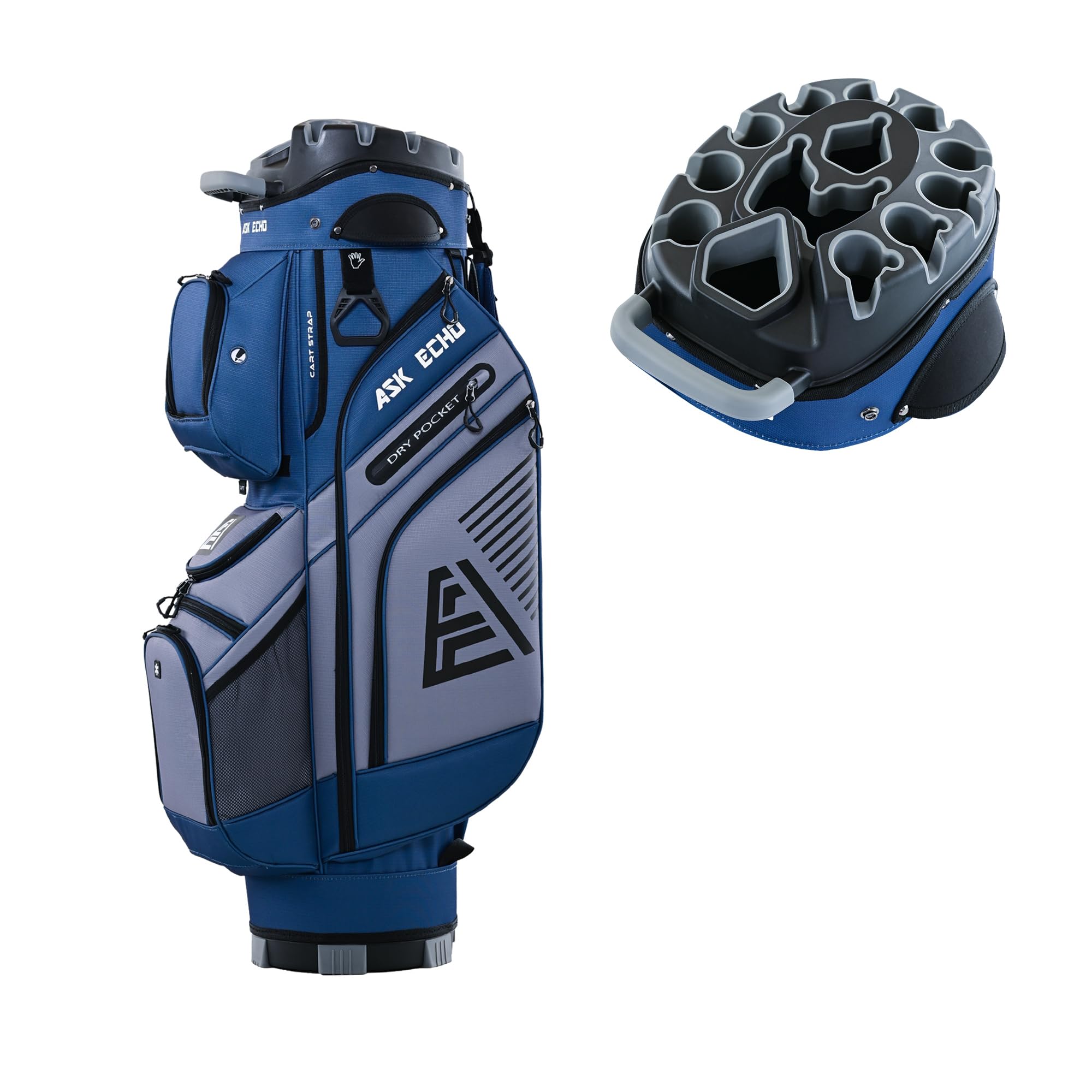 ASK ECHO T-Lock Golf Cart Bag with 14 Way Organizer Divider Top